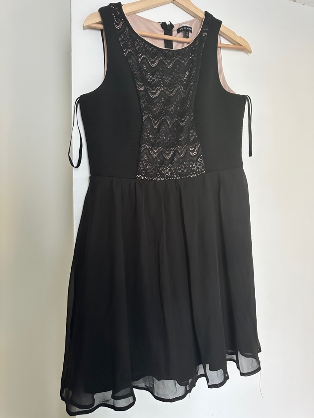 As U Wish Black Lace Bodice Dress with Nude Lining
